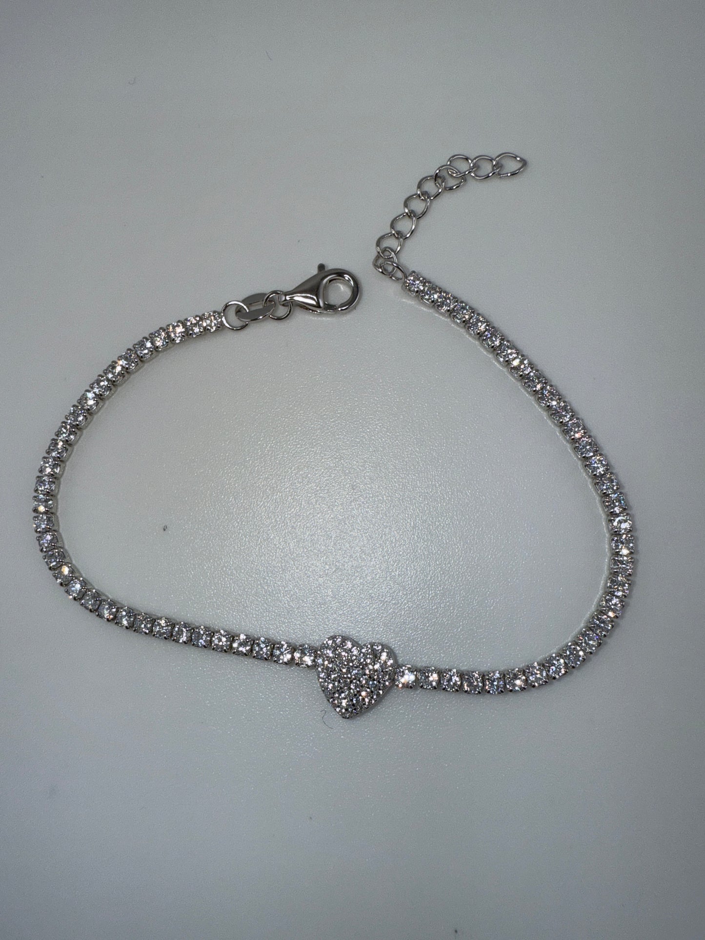 Sterling Silver Zirconia Heart Tennis Bracelet