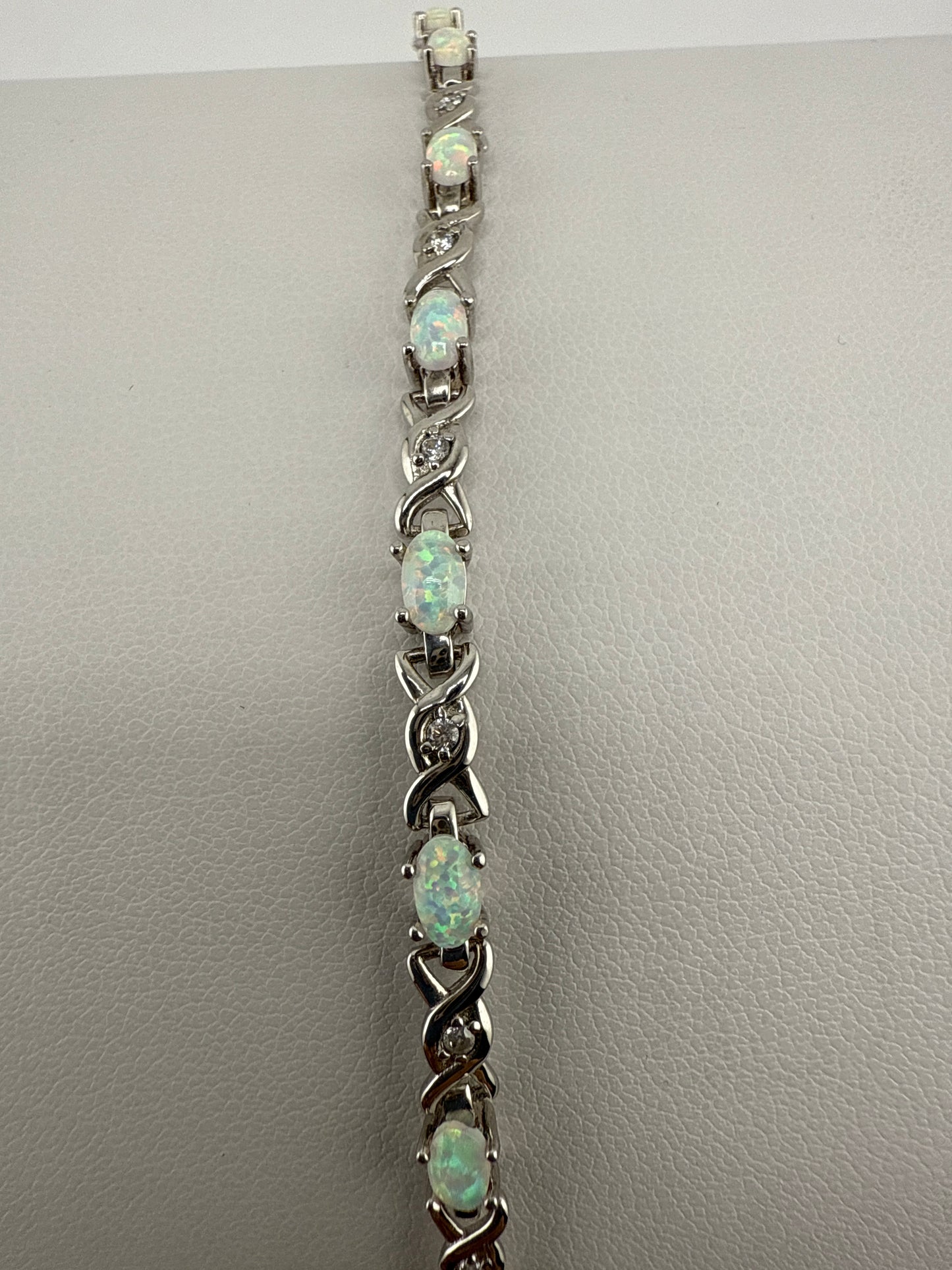 Sterling silver gemstone and zirconia bracelet