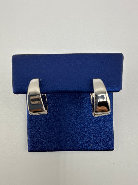 14k white gold large to small design huggie earrings