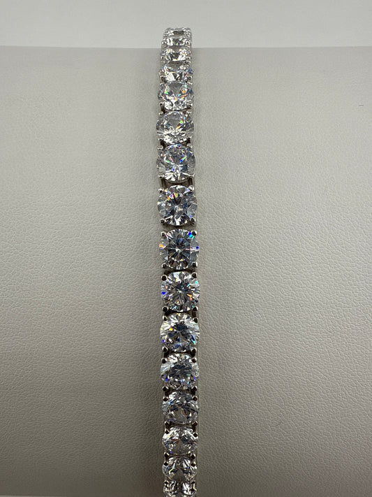 Sterling Silver 6mm Prong Set Round Zirconia Tennis Bracelet