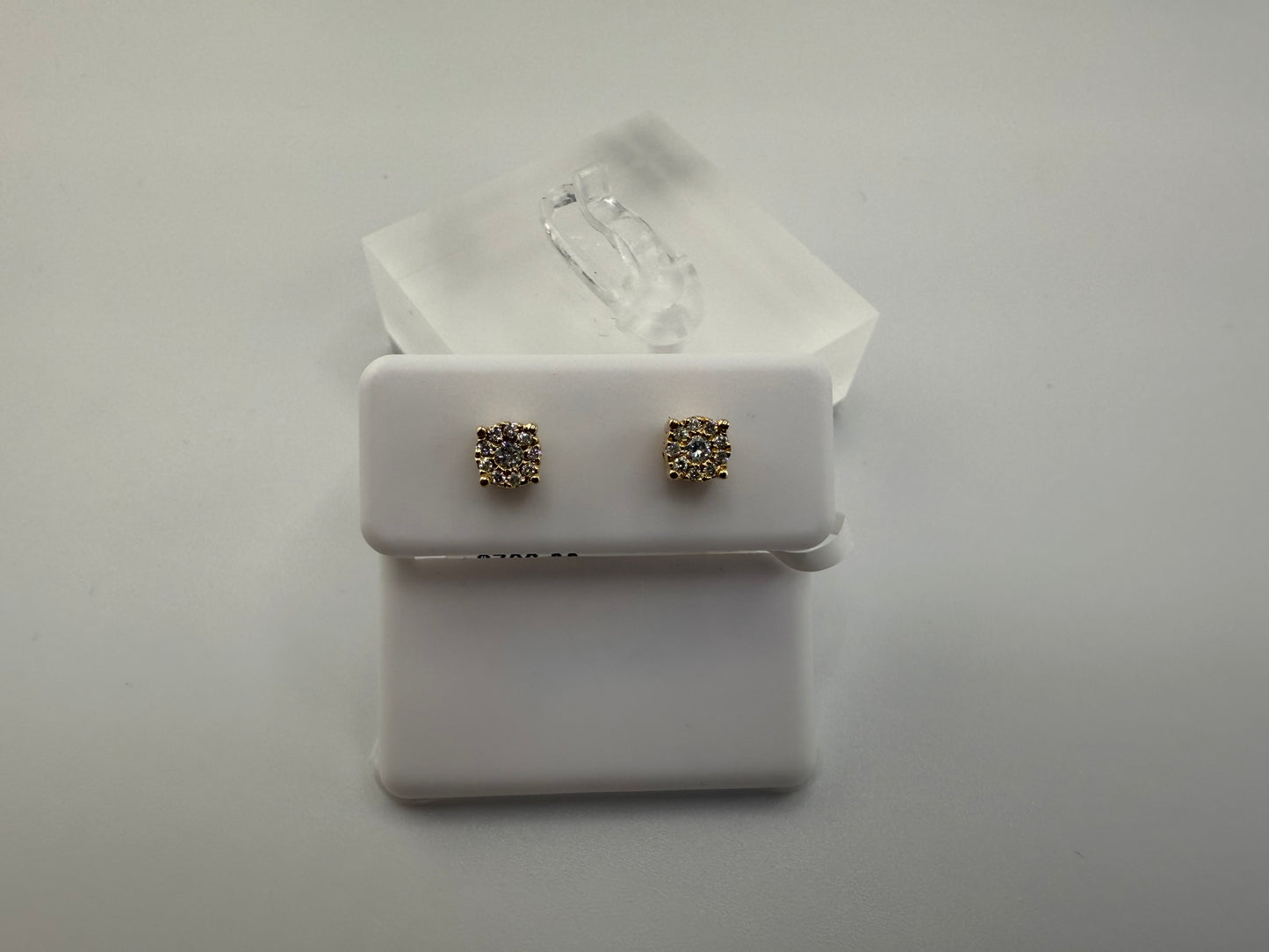 14 gold diamond earrings | 0.18 ct diamonds | screwback