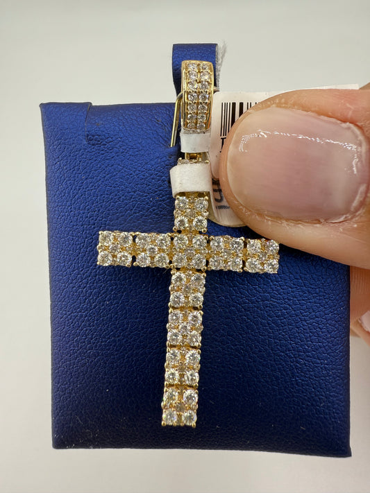 14k yellow gold diamond pendant cross | 1.6ct