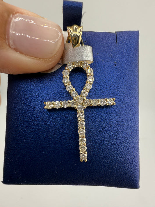 14k yellow gold diamond pendant | 1.16ct