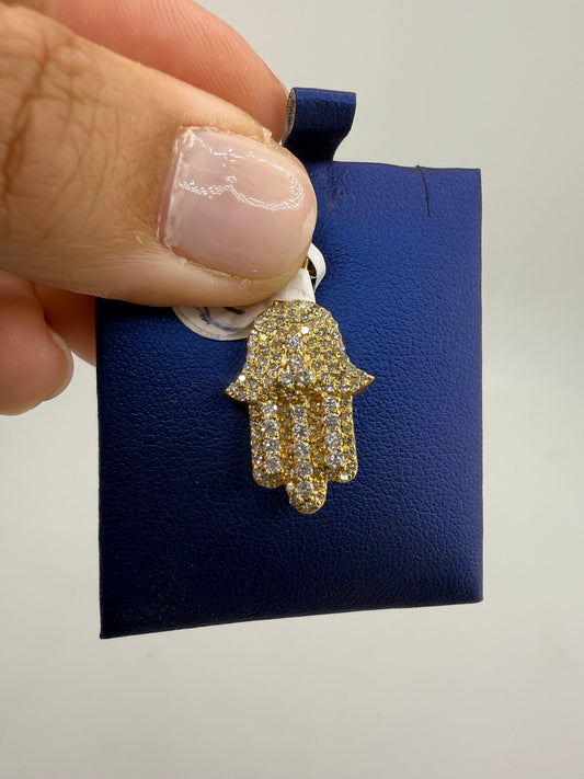 14k yellow gold diamond hamsa pendant | 1.1ct