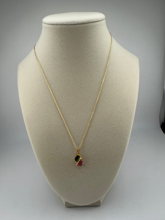 14k gold chain with gemstone pendant