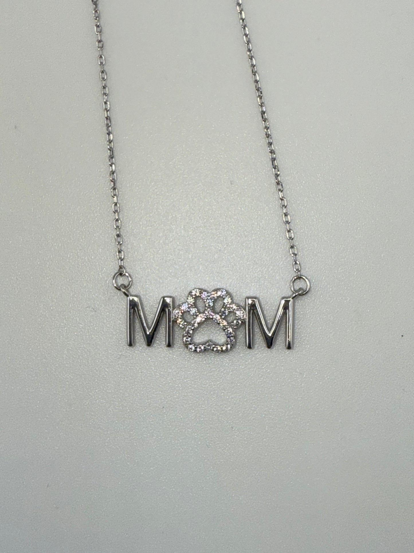 Dog mom pendant & chain matching set | Sterling silver and zirconia