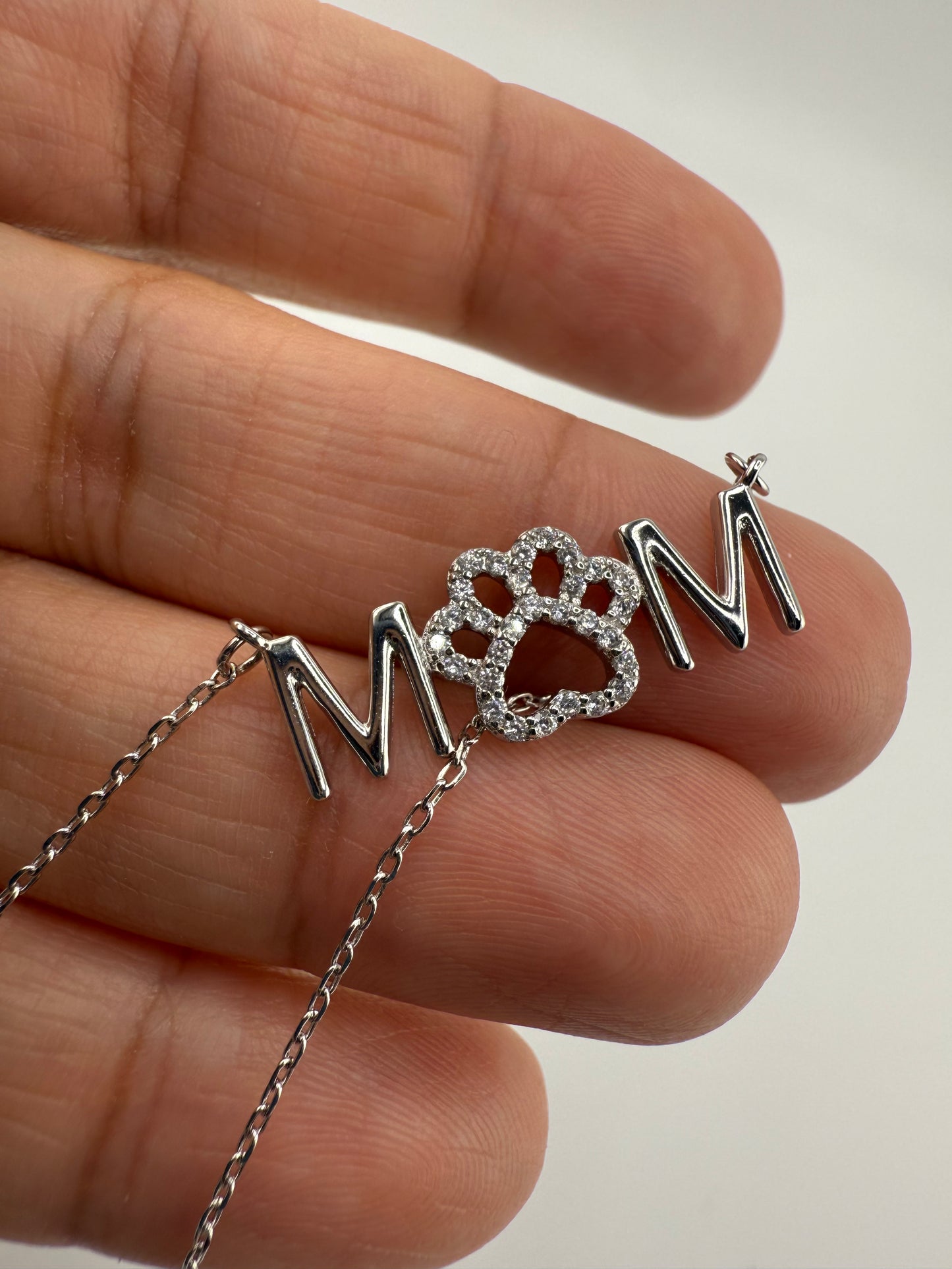 Dog mom pendant & chain matching set | Sterling silver and zirconia