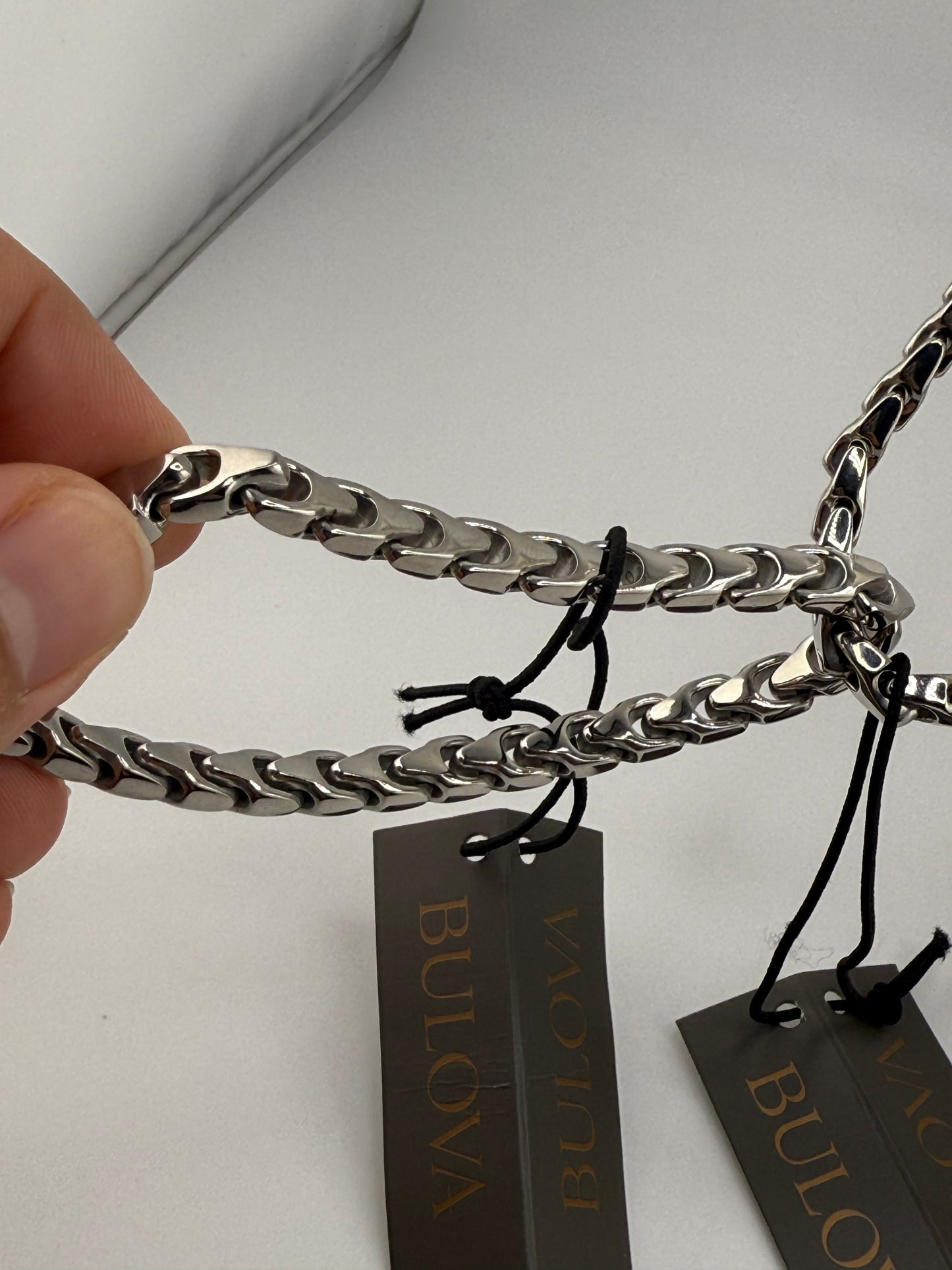 Stainless Steel Bulova Chain and Bracelet Set