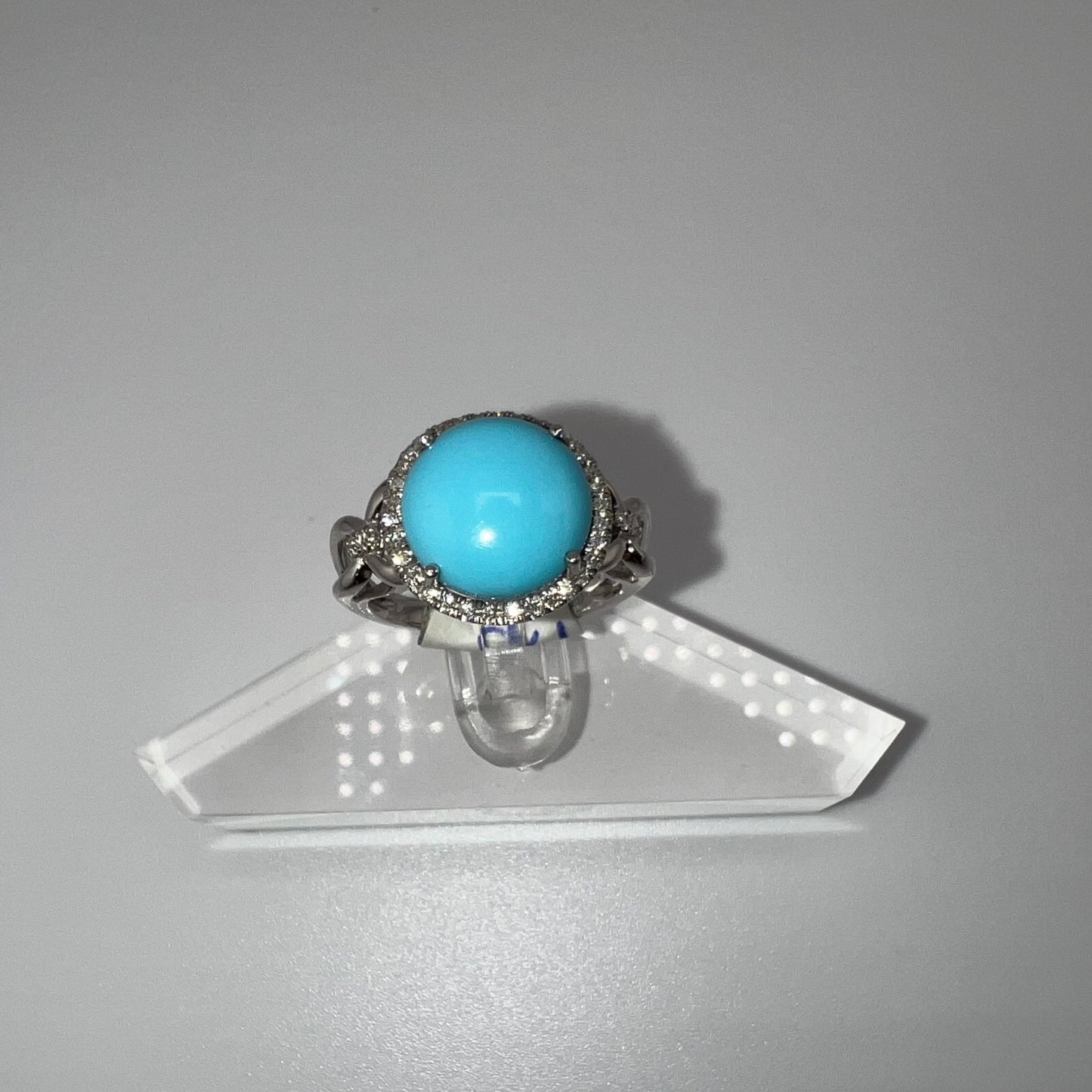 14k white gold | turquoise | small diamonds | size 7.5