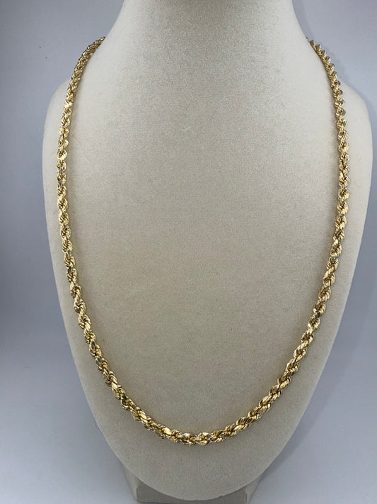 hollow rope chain | diamond cut | 14k gold | 4.00 mm width | 22 inches length