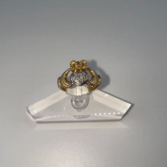 14k gold | Claddagh ring | diamonds | size 9.25