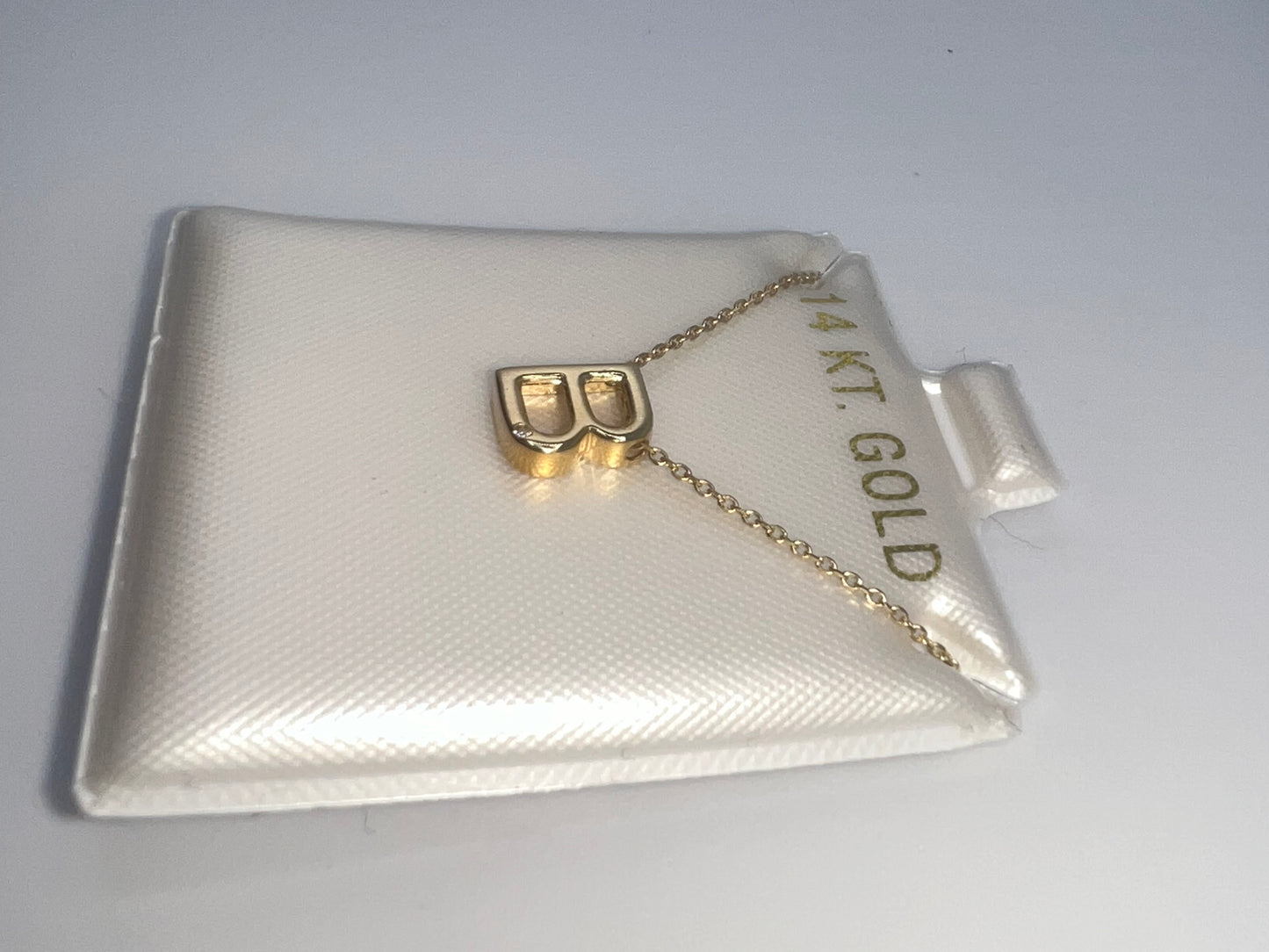 14k gold initial pendant and chain | zirconia