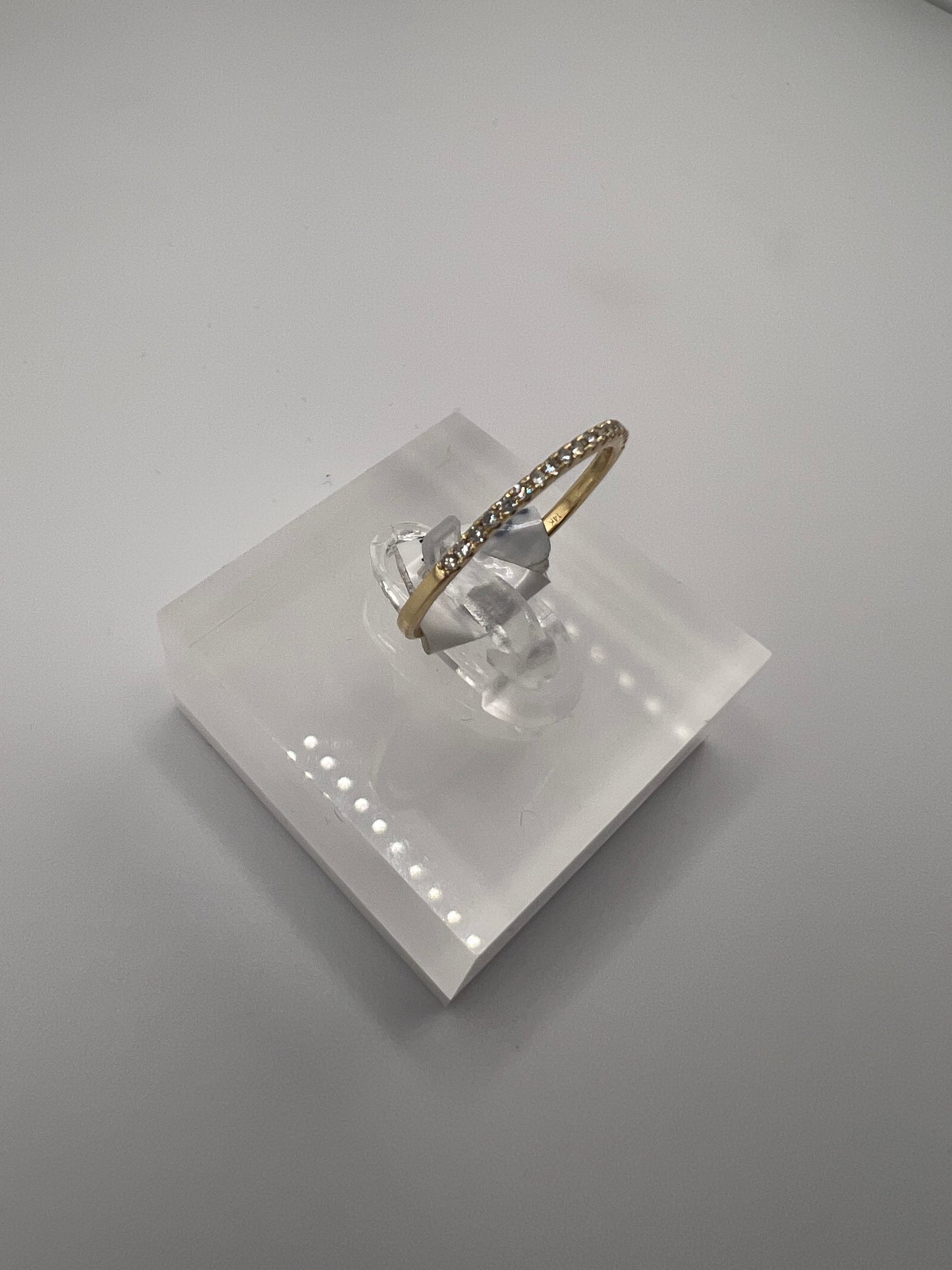 14k gold thin band with diamonds | 0.11 ct