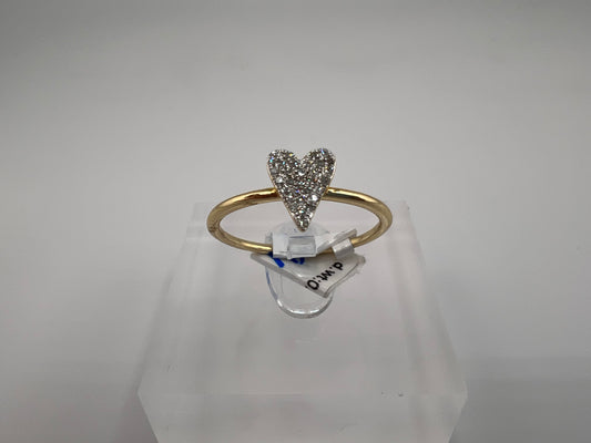 14k yellow gold ring with heart in diamonds | 0.09 ct diamonds | size 7.25