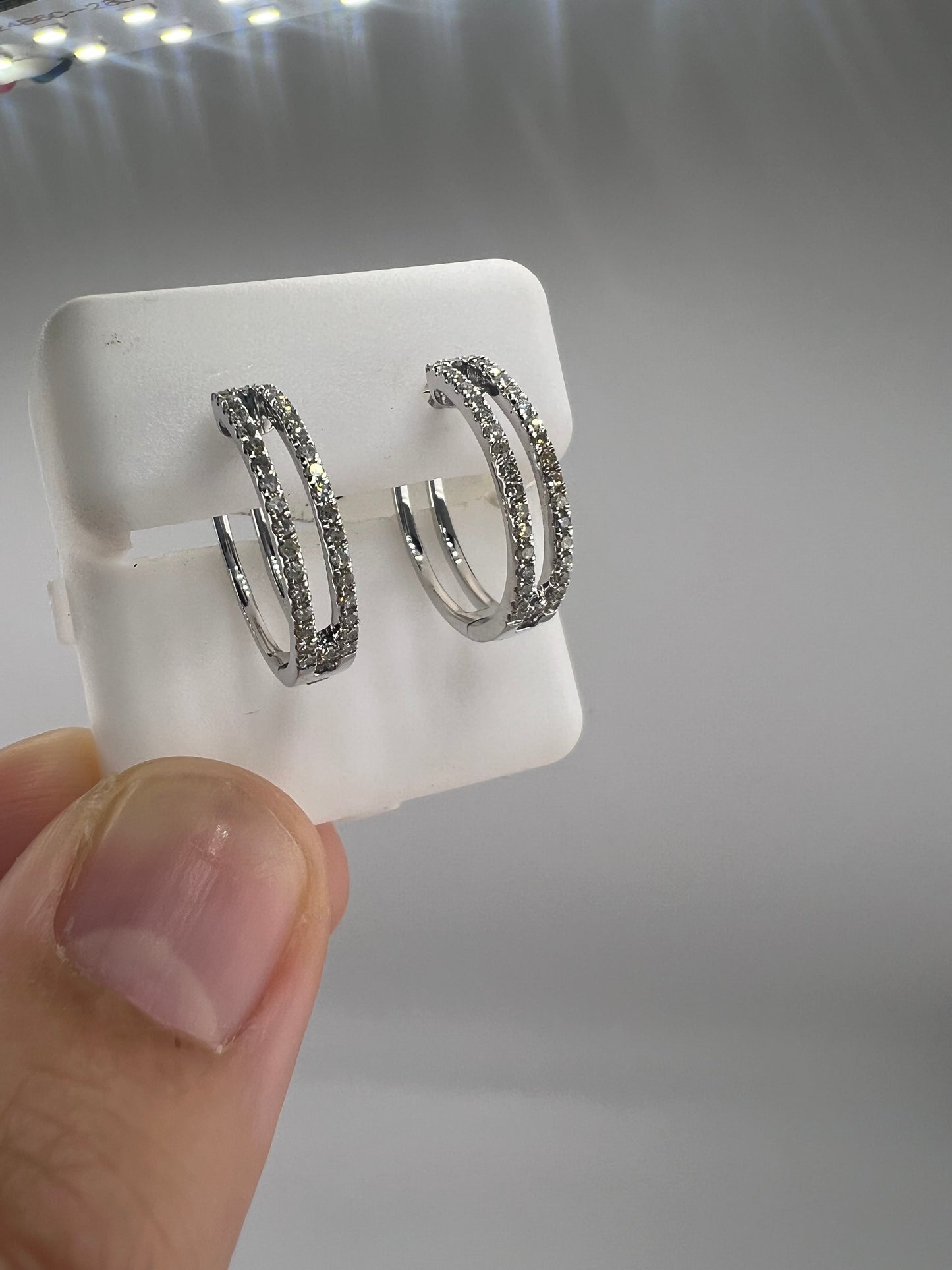 14k diamond huggie earrings | 0.37 ct diamonds