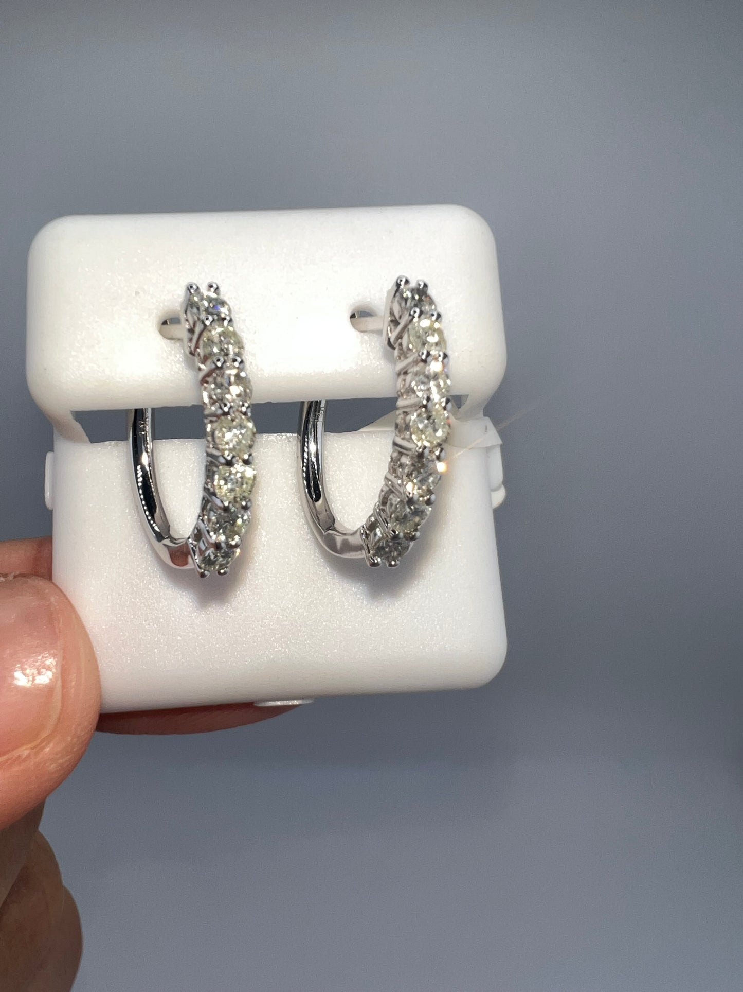 14k diamond huggie earrings | 1.44 ct diamond