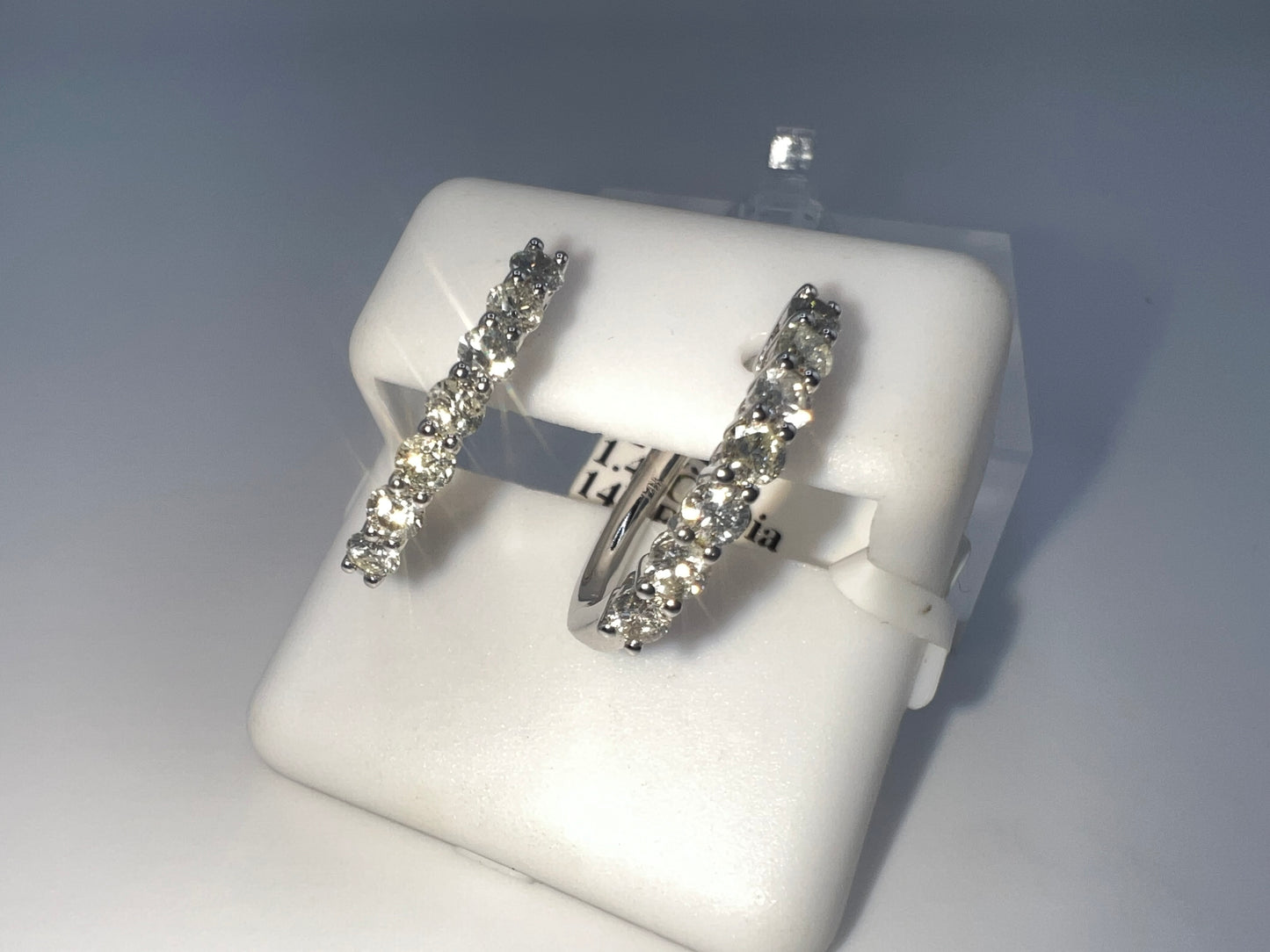 14k diamond huggie earrings | 1.44 ct diamond