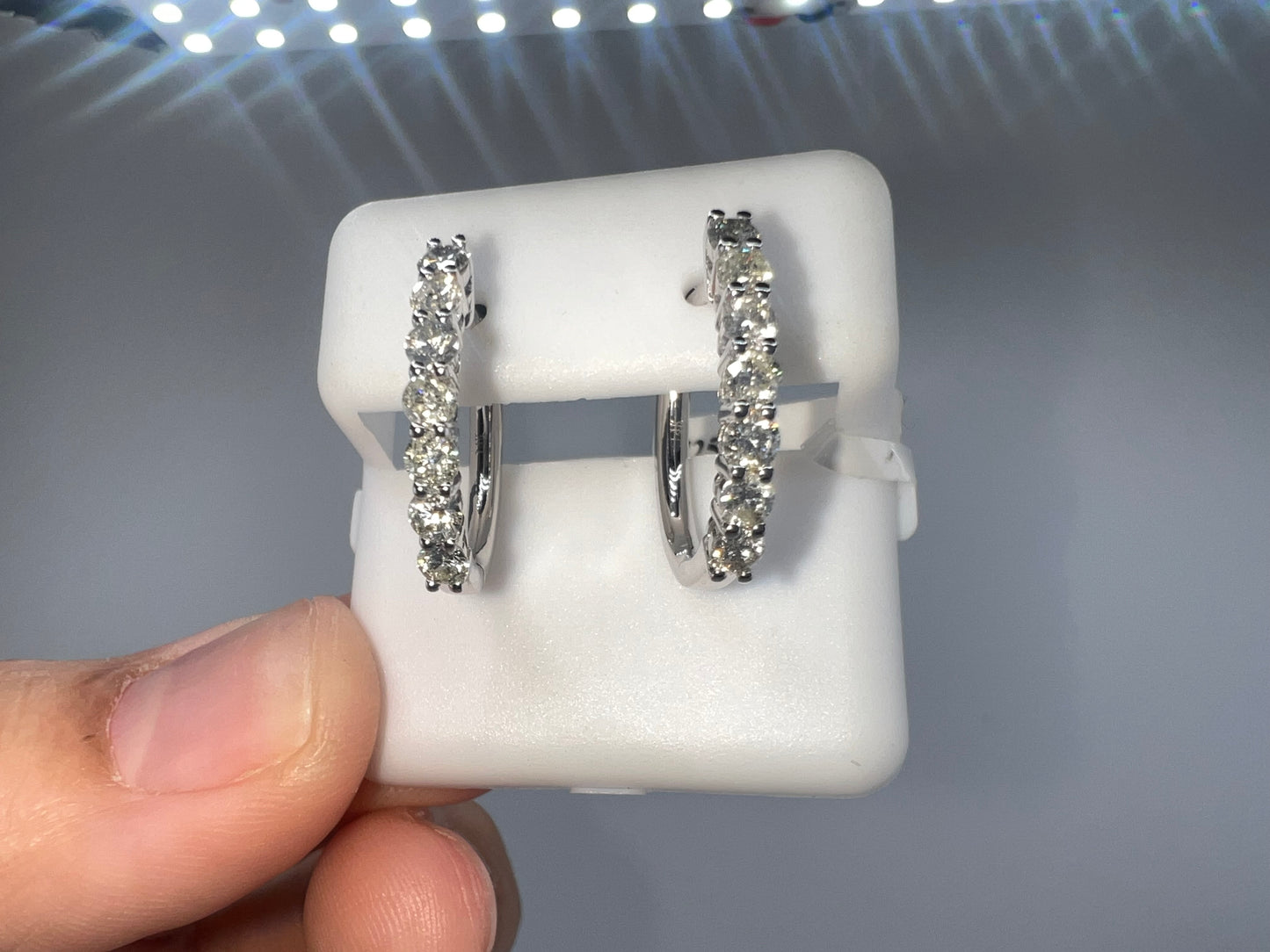 14k diamond huggie earrings | 1.44 ct diamond