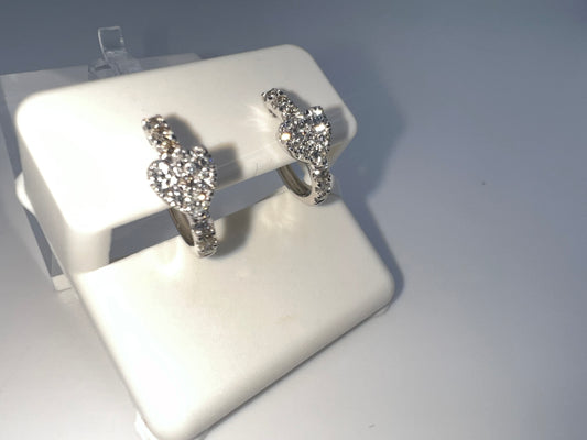 14k heart diamond huggie earrings | 0.70 ct diamonds