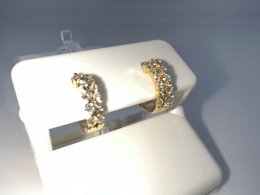 14k gold diamond huggie earrings | 0.46 ct diamonds