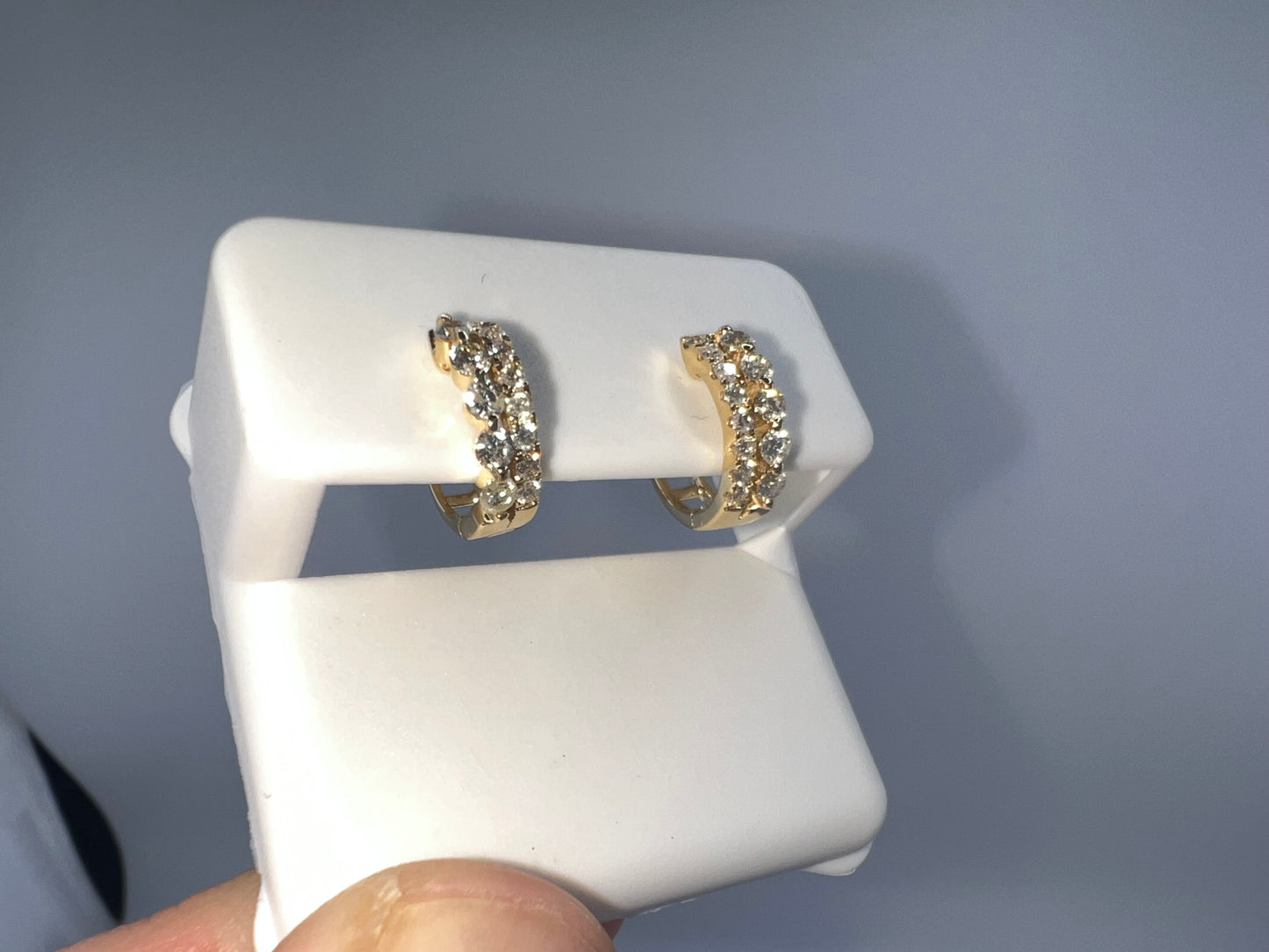 14k gold diamond huggie earrings | 0.46 ct diamonds